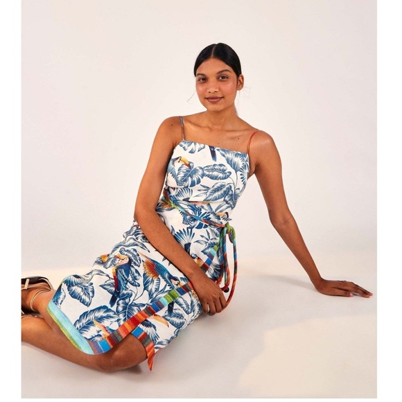 LAST CHANCE Farm Rio Flying Toucans Open Back Midi Dress - Picture 3 of 10